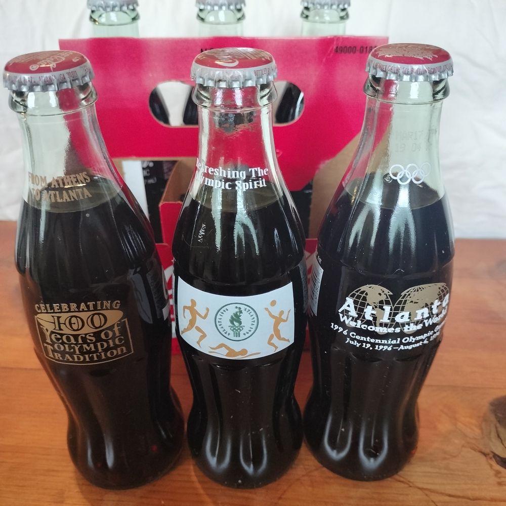 1996 Coca-Cola 8oz ATLANTA OLYMPICS 6 Unopened Bottles-Coke - Picture 5 of 6